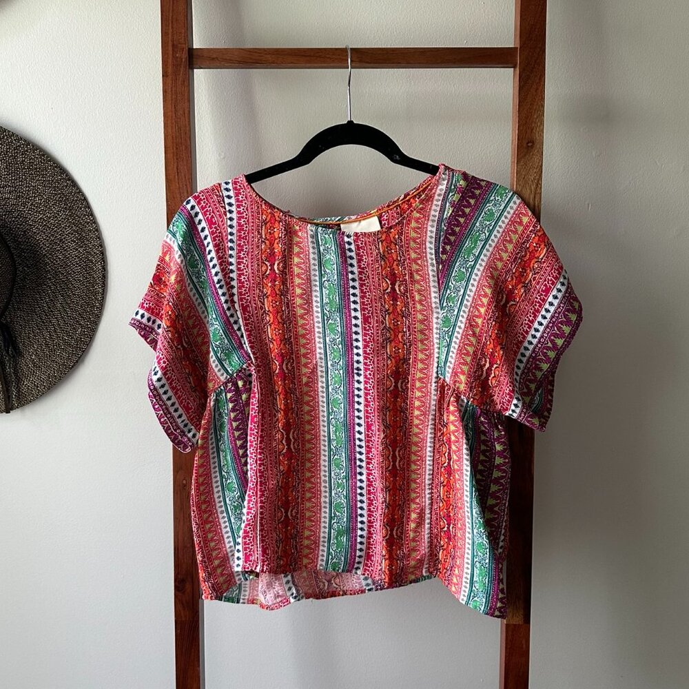 LIKE NEW Anthropologie Maeve Milla Aztec Boho Printed Top